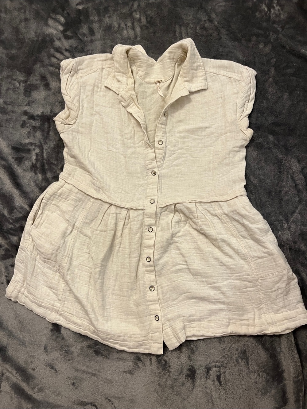 Free People Cream Button-Front Tunic